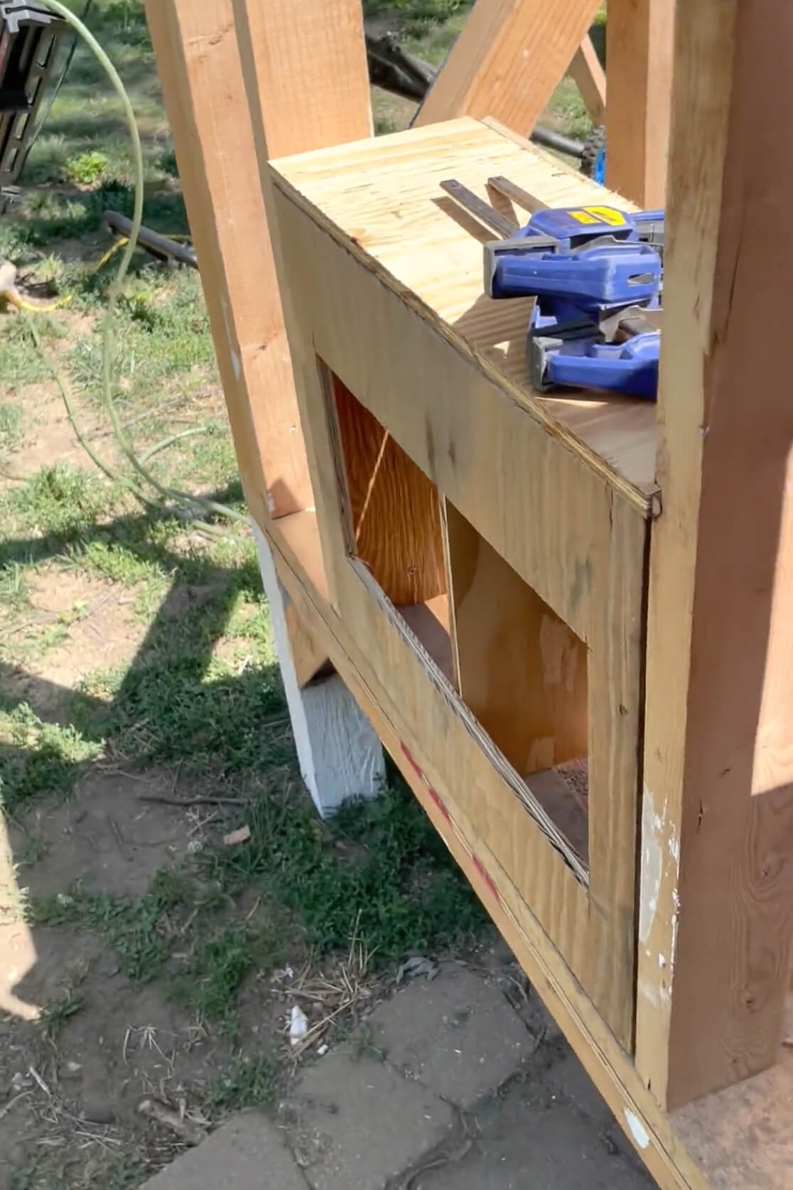 Building nesting boxes in our low cost, DIY chicken coop.